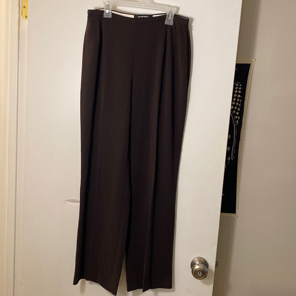 Ellen Tracy brown wide legged trousers